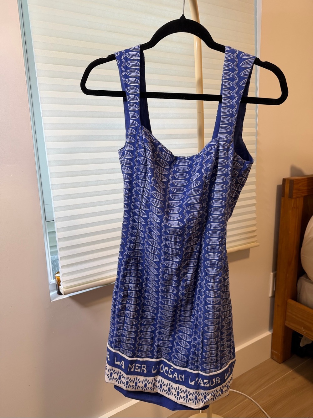 H&M Blue Nautical-Print Sleeveless Mini Dress